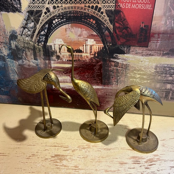 stunning Set Of 3 Vintage Brass Storks figurines - Picture 4 of 10
